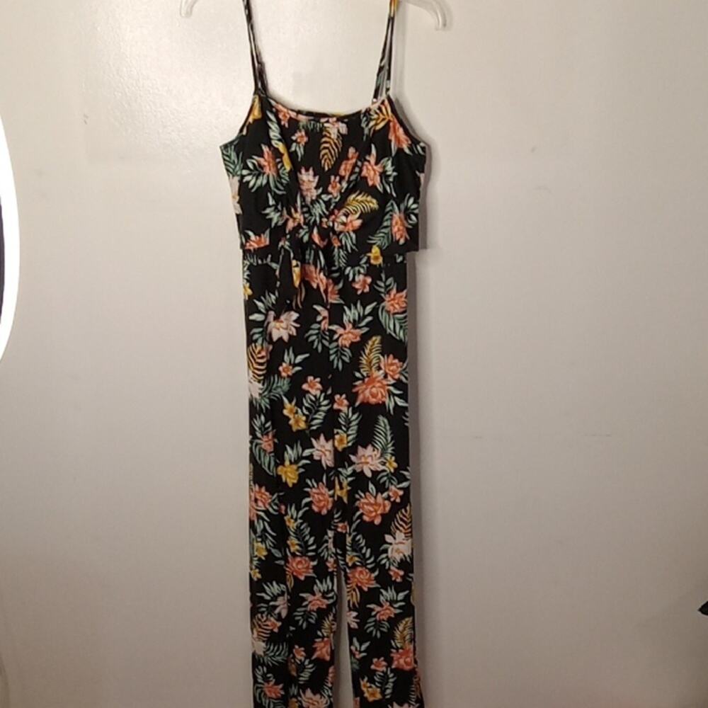no boundaries Juniors (15-17 Floral Black Jumpsuit. Athleisure, Beachy, Resort